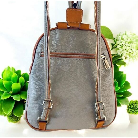 NWT Gorgeous Valentina Tan Italian Genuine Leather Convertible Sling Backpack Ba main image 12